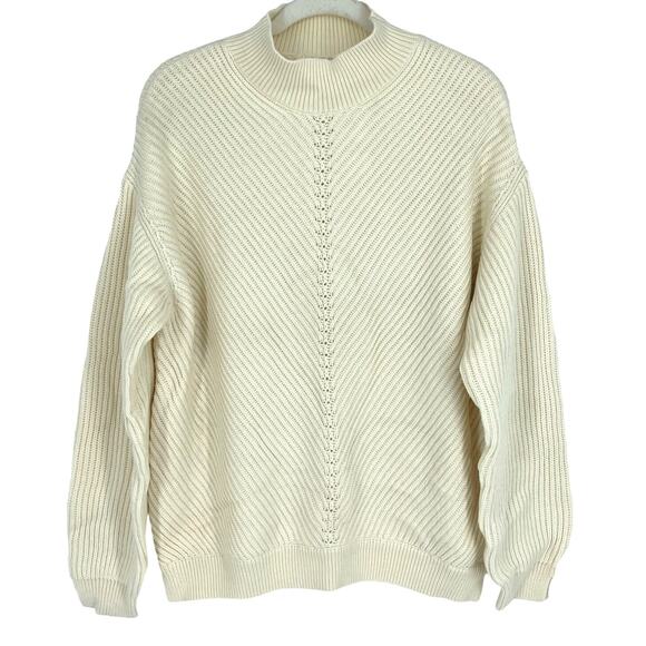 Marine Layer Cotton Wool Skylar Turtleneck Sweater Ivory XL NWT - Picture 9 of 9